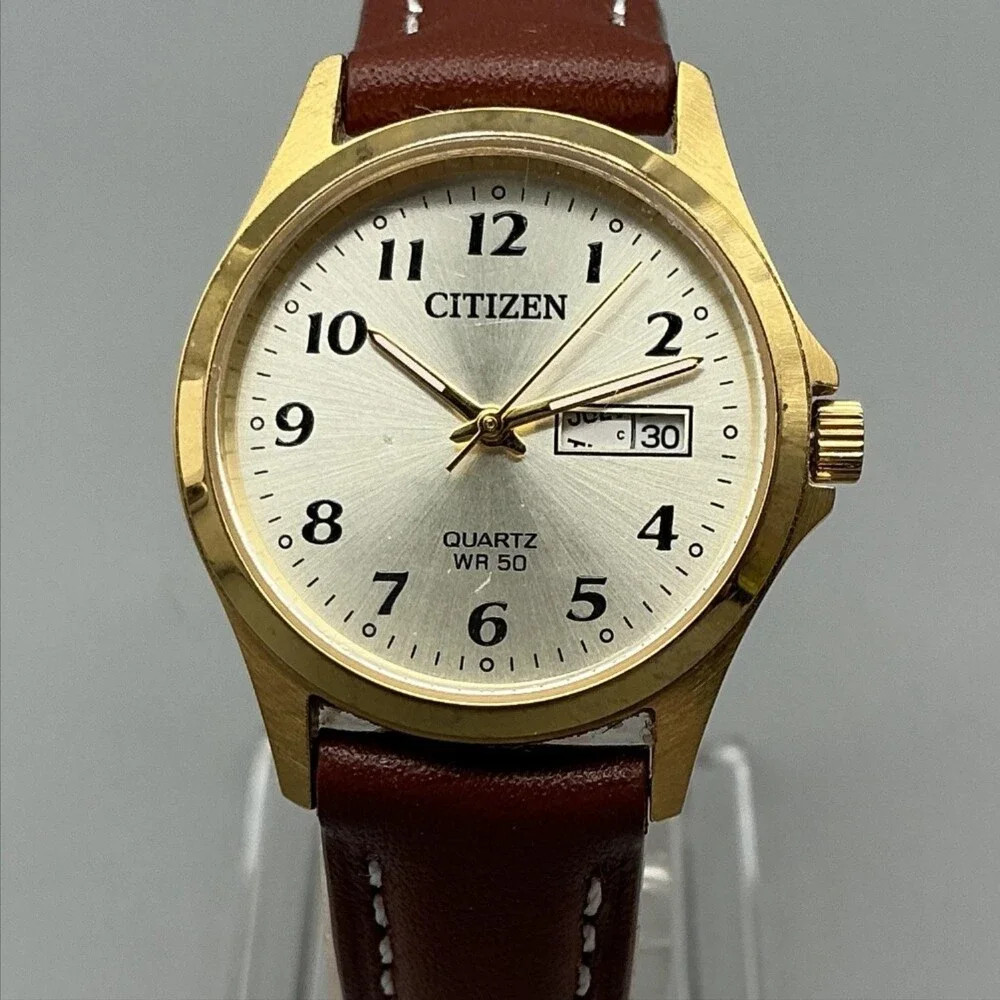 Citizen Womens Watch 25mm Champagne Dial G001-S114306 Day Date New Battery
